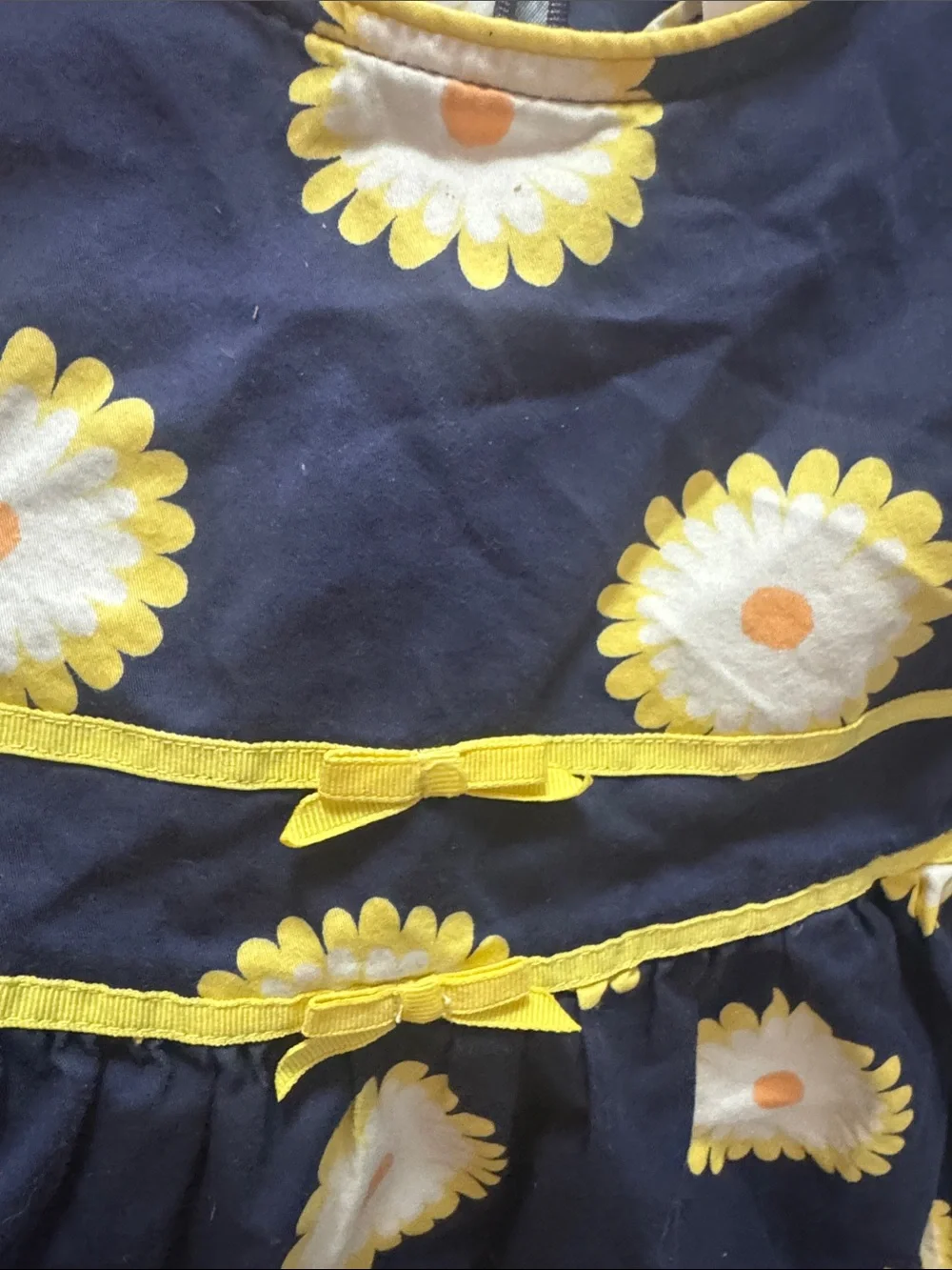 Gymboree Navy Dress with Yellow and White Daisy Print